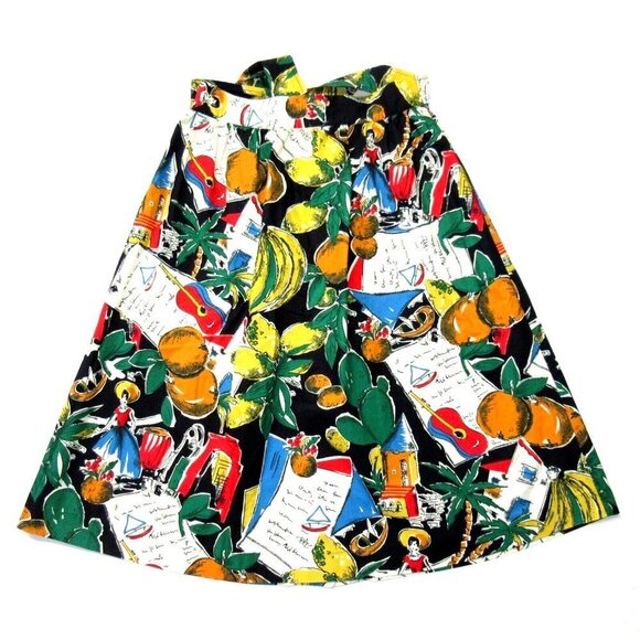 NWT J.Crew Button-Up A-Line in Postcard Print Fruit Belted Tie Skirt 4 - Picture 5 of 5